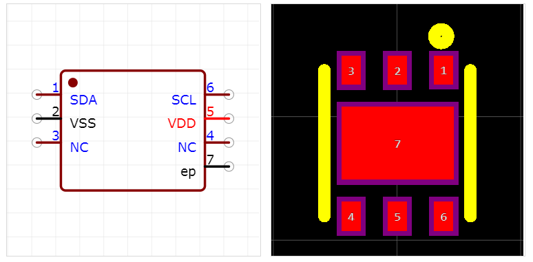 SHT20引脚图和PCB焊盘图