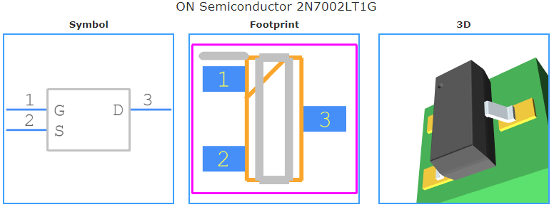 2N7002LT1G引脚图和PCB焊盘图
