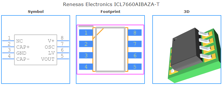 ICL7660AIBAZA-T引脚图和PCB焊盘图