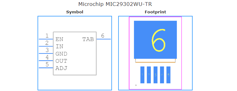MIC29302WU-TR引脚图和PCB焊盘图