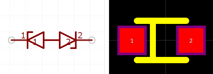 PESD5V0S1BA,115引脚图和PCB焊盘图