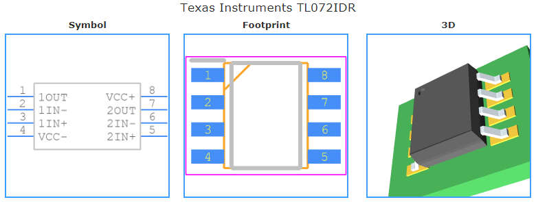 TL072IDR引脚图和PCB焊盘图