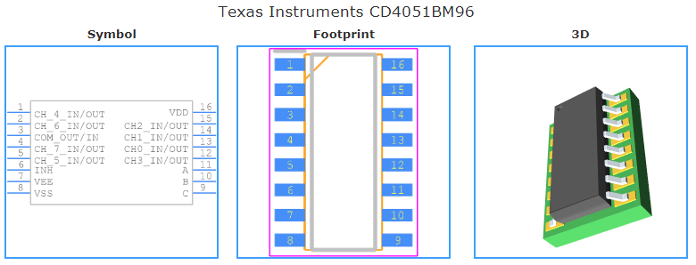 CD4051BM96引脚图和PCB焊盘图