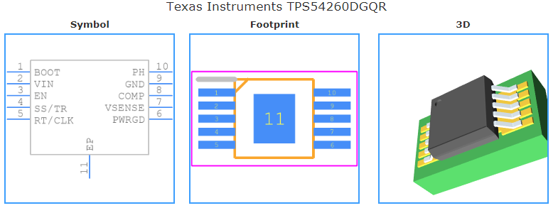TPS54260DGQR引脚图和PCB焊盘图