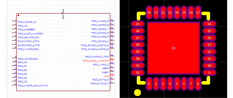 LPC824M201JHI33K引脚图和PCB焊盘图