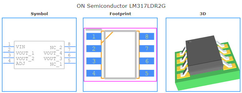 LM317LDR2G引脚图和PCB焊盘图