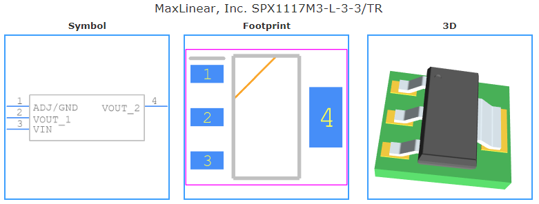 SPX1117M3-L-3-3/TR引脚图和PCB焊盘图