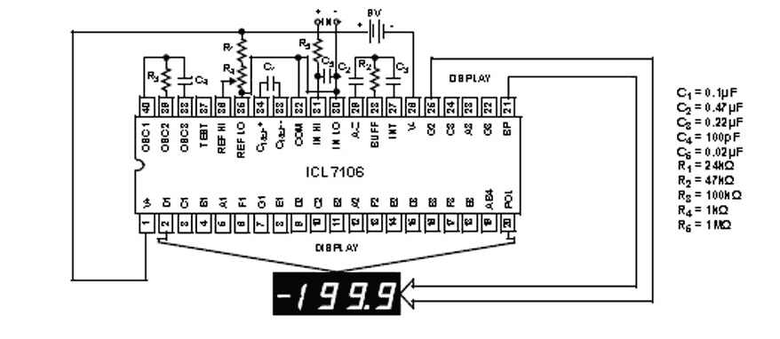 ICL7107CM44Z引脚图和PCB焊盘图