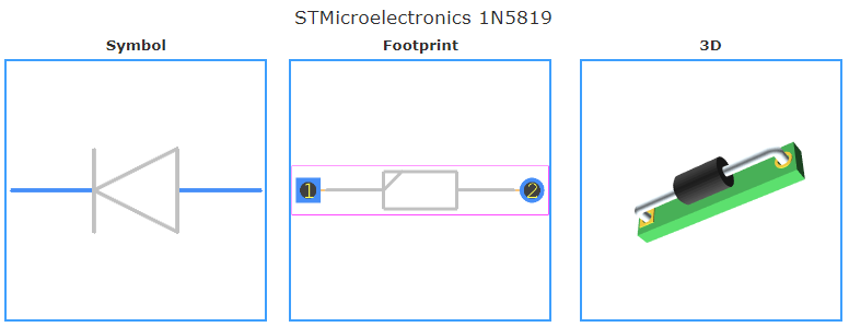 1N5819引脚图和PCB焊盘图