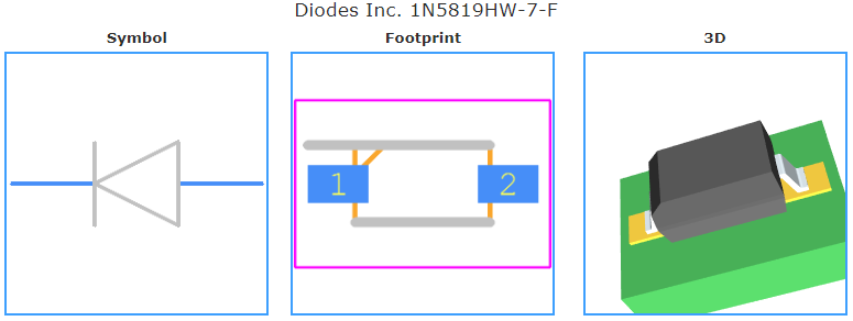 1N5819HW-7-F引脚图和PCB焊盘图