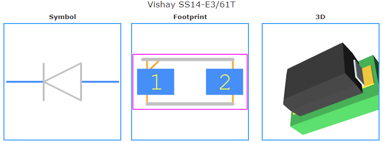 SS14-E3/61T引脚图和PCB焊盘图
