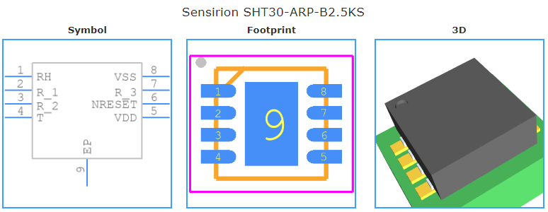 SHT30-ARP-B引脚图和PCB焊盘图