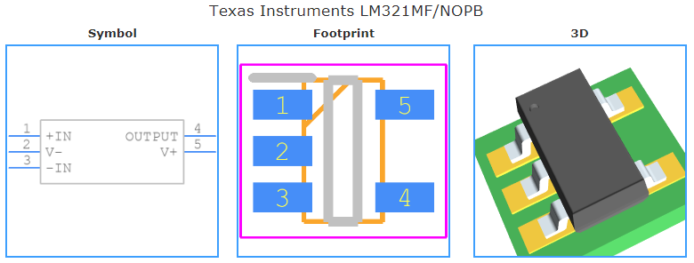 LM321MF/NOPB引脚图和PCB焊盘图