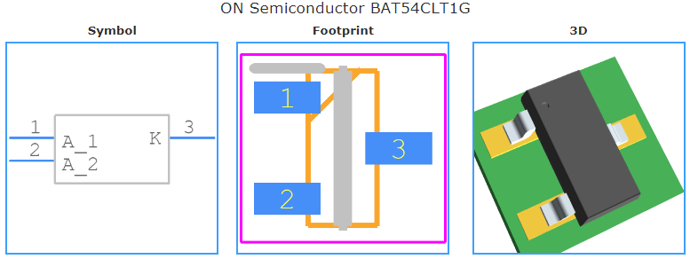 BAT54CLT1G引脚图和PCB焊盘图