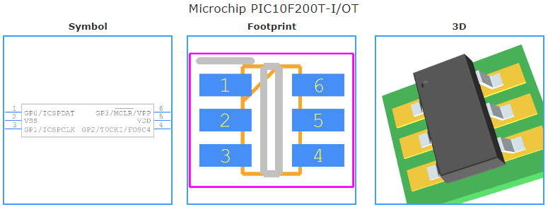 PIC10F200T-I/OT引脚图