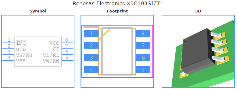 X9C103SIZT1引脚图和PCB焊盘图