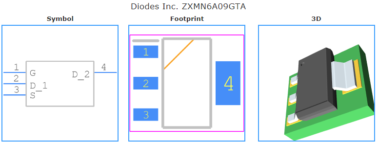 ZXMN6A09GTA引脚图和PCB焊盘图