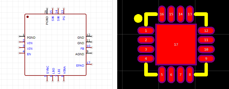 TPS62110RSAR引脚图和PCB焊盘图