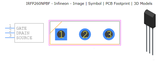 IRFP260NPBF引脚图和PCB焊盘图