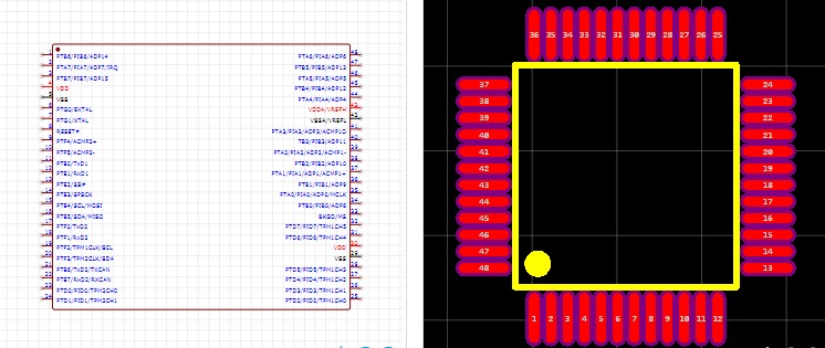 S9S08DZ60F2MLFR引脚图和PCB焊盘图