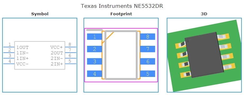 NE5532DR引脚图和PCB焊盘图