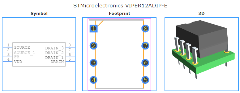 VIPER12ADIP-E引脚图