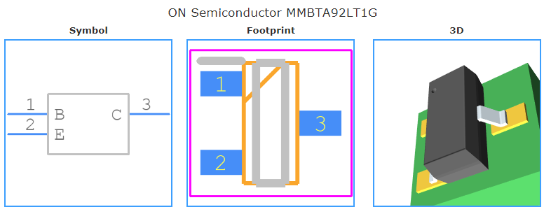 MMBTA92LT1G引脚图和PCB焊盘图