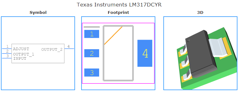 LM317DCYR引脚图和PCB焊盘图