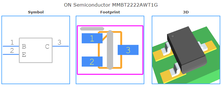 MMBT2222AWT1G引脚图和PCB焊盘图