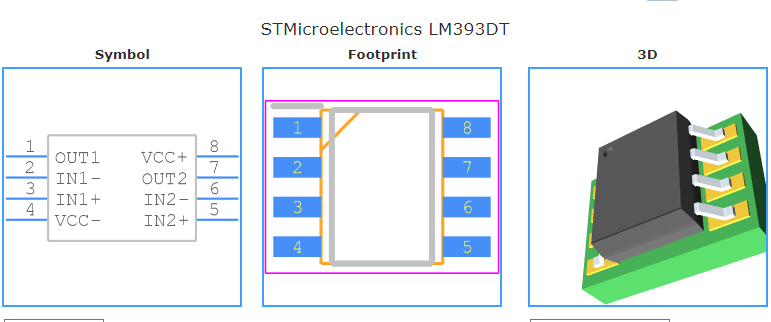 LM393DT引脚图和PCB焊盘图