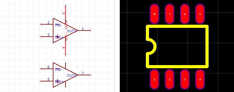 TL062IDR引脚图和PCB焊盘图