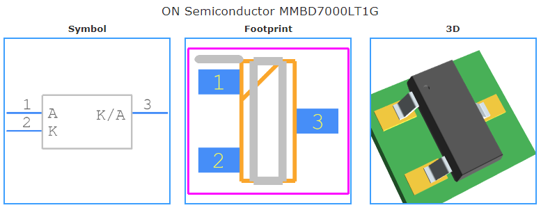 MMBD7000LT1G引脚图和PCB焊盘图