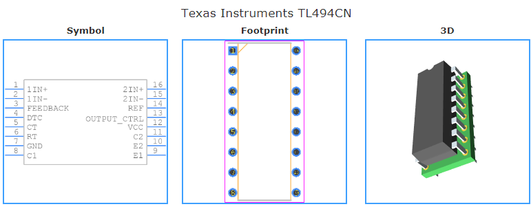TL494CN引脚图和PCB焊盘图