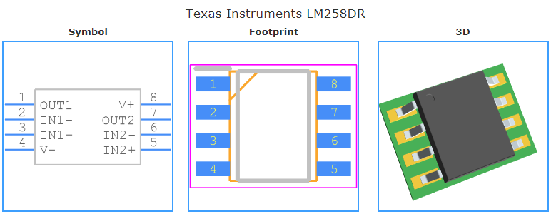 LM258DR引脚图和PCB焊盘图