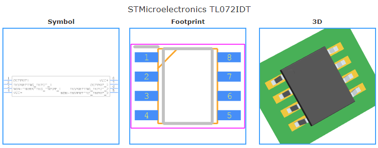 TL072IDT引脚图和PCB焊盘图
