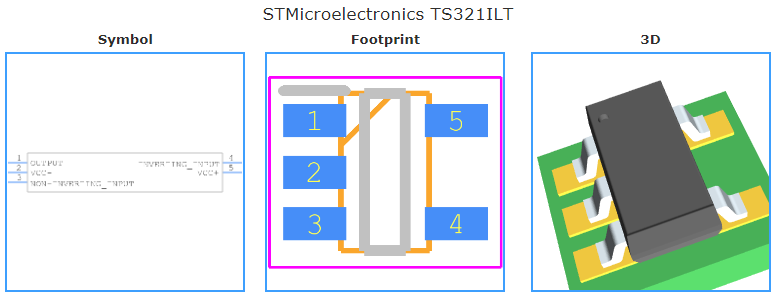 TS321ILT引脚图和PCB焊盘图