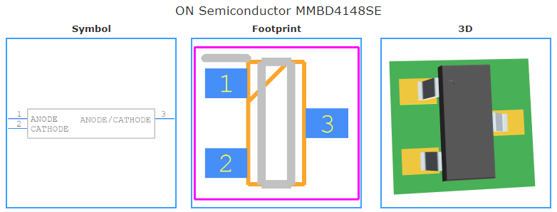 MMBD4148SE引脚图和PCB焊盘图