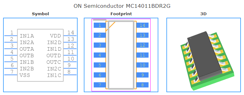 MC14011BDR2G引脚图和PCB焊盘图