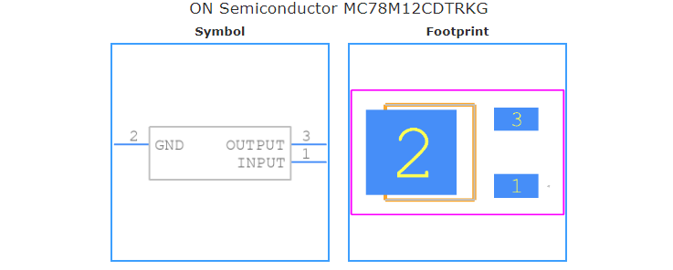MC78M12CDTRKG引脚图和PCB焊盘图