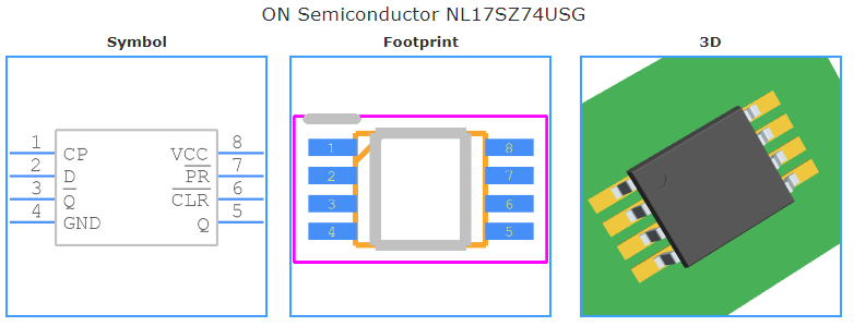 NL17SZ74USG引脚图和PCB焊盘图
