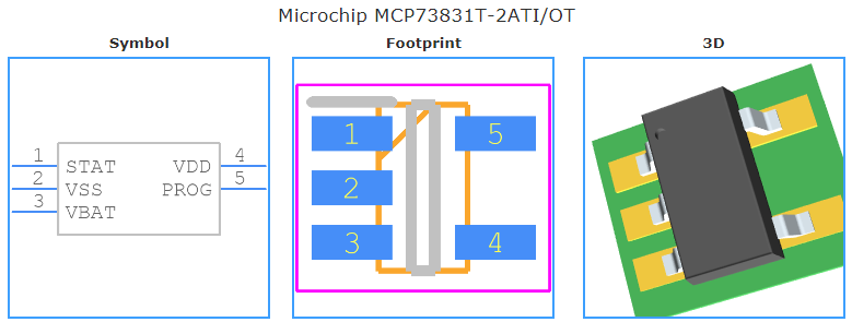 MCP73831T-2ATI/OT引脚图