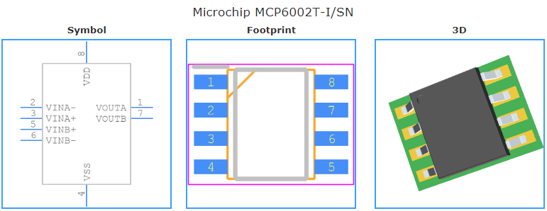 MCP6002T-I/SN引脚图