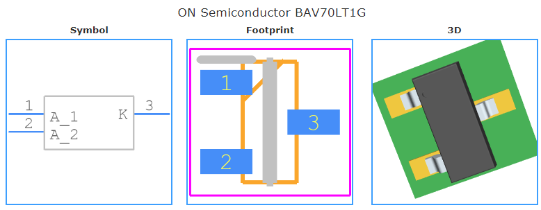 BAV70LT1G引脚图和PCB焊盘图