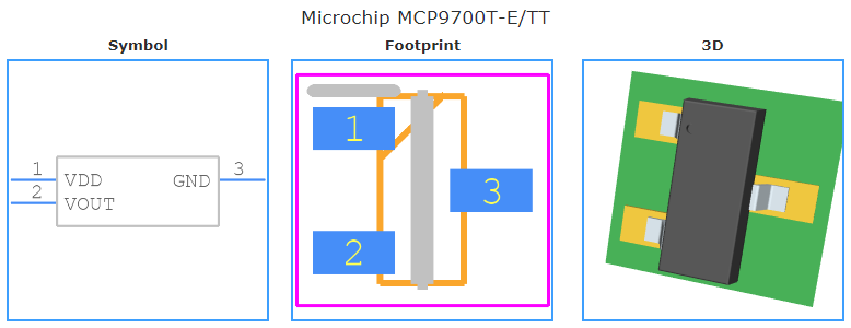 MCP9700T-E/TT引脚图和PCB焊盘图
