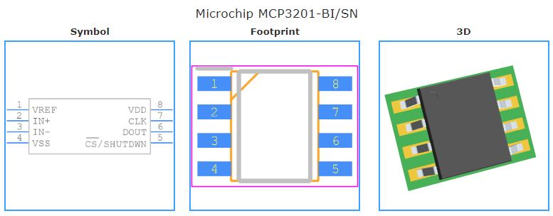 MCP3201-BI/SN引脚图