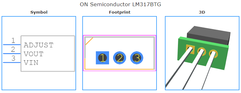 LM317BTG引脚图和PCB焊盘图