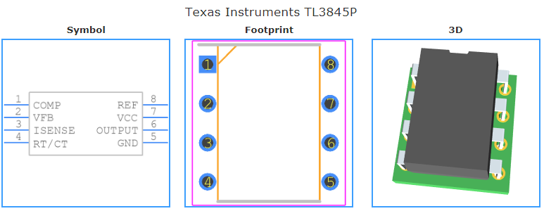 TL3845P引脚图和PCB焊盘图