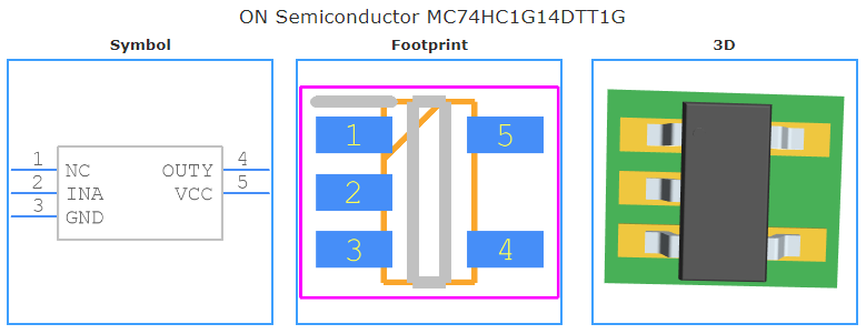 MC74HC1G14DTT1G引脚图和PCB焊盘图