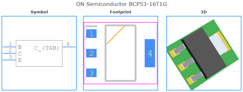 BCP53-16T1G引脚图和PCB焊盘图
