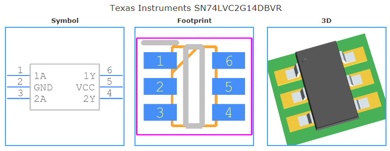 SN74LVC2G14DBVR引脚图和PCB焊盘图